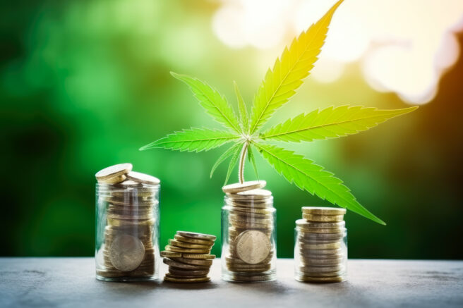 Business marijuana, commercial cannabis medicine money higher value concept. High quality generative ai